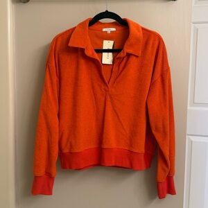Z Supply V-Neck Sweater in Vibrant Orange